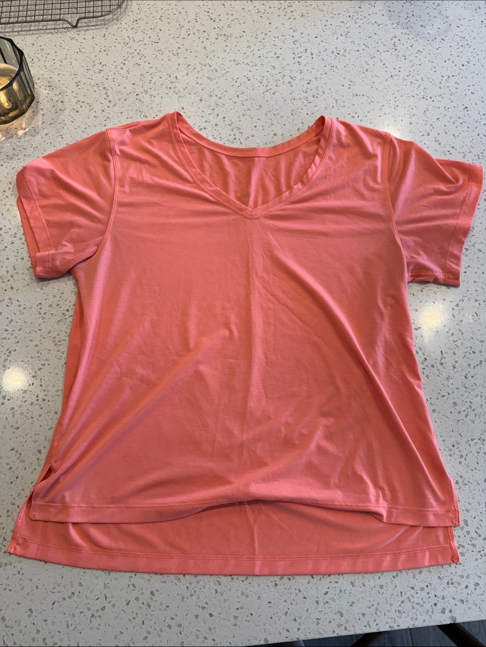 Women's V-Neck Short Sleeve Top - Coral Pink